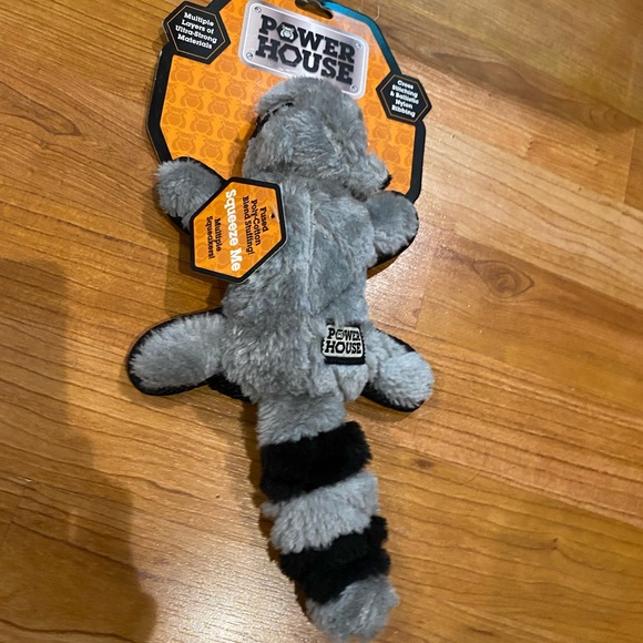 EW! POWER HOUSE RACCOON DOG TOY PREMIUM MINI TOUGH PLUSH w/ SQUEAKERS 11” - Picture 3 of 5